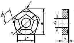 ГОСТ 19065-80 Пластины режущие сменные многогранные твердосплавные пятигранной формы с отверстием и стружколомающими канавками на одной стороне. Конструкция и размеры (с Изменениями N 1, 2)