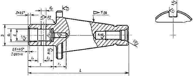 ГОСТ 21233-75 Оправки качающиеся для насадных разверток с хвостовиком конусностью 7:24 к сверлильным и расточным станкам. Конструкция и размеры (с Изменением N 1)