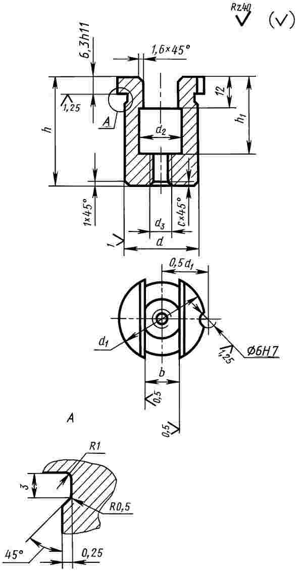 ГОСТ 21297-75 Втулки направляющие с резьбовым отверстием для нагреваемых стержневых ящиков. Конструкция и размеры (с Изменением N 1)