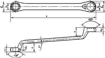 ГОСТ 2906-80 (СТ СЭВ 1292-84) Ключи гаечные кольцевые двусторонние коленчатые. Конструкция и размеры (с Изменением N 1)