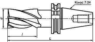 ГОСТ Р 53002-2008 Фрезы концевые с цилиндрическим, коническим хвостовиками и хвостовиком конусностью 7:24. Размеры